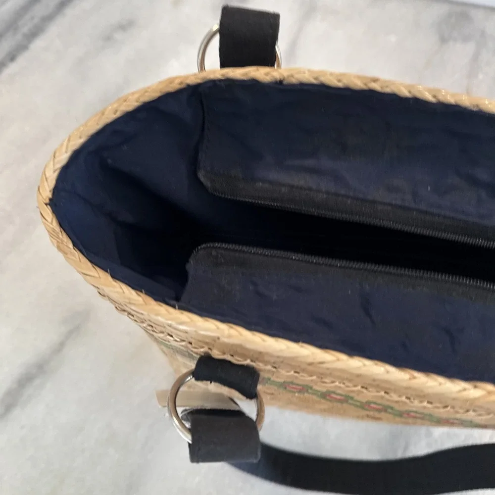 Bamboo Basket Weave Purse W/Canvas Handles New With Tag Balik Bryan‎ Handicraft